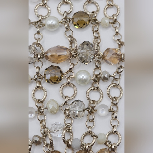CHICO'S Silver-toned Glass And Faux Pearl Beaded‎ Bracelet - Picture 8 of 9